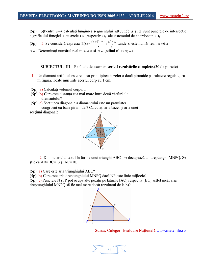 Evaluare Nationala aprilie 2016 p2