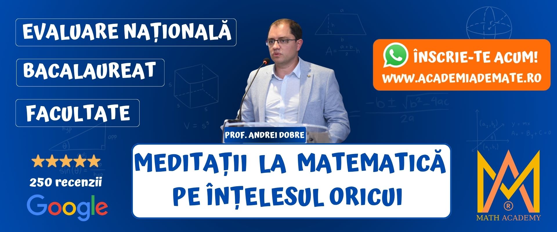 meditatii la matematica online evaluare nationala bac facultate dobre andrei 2026.2