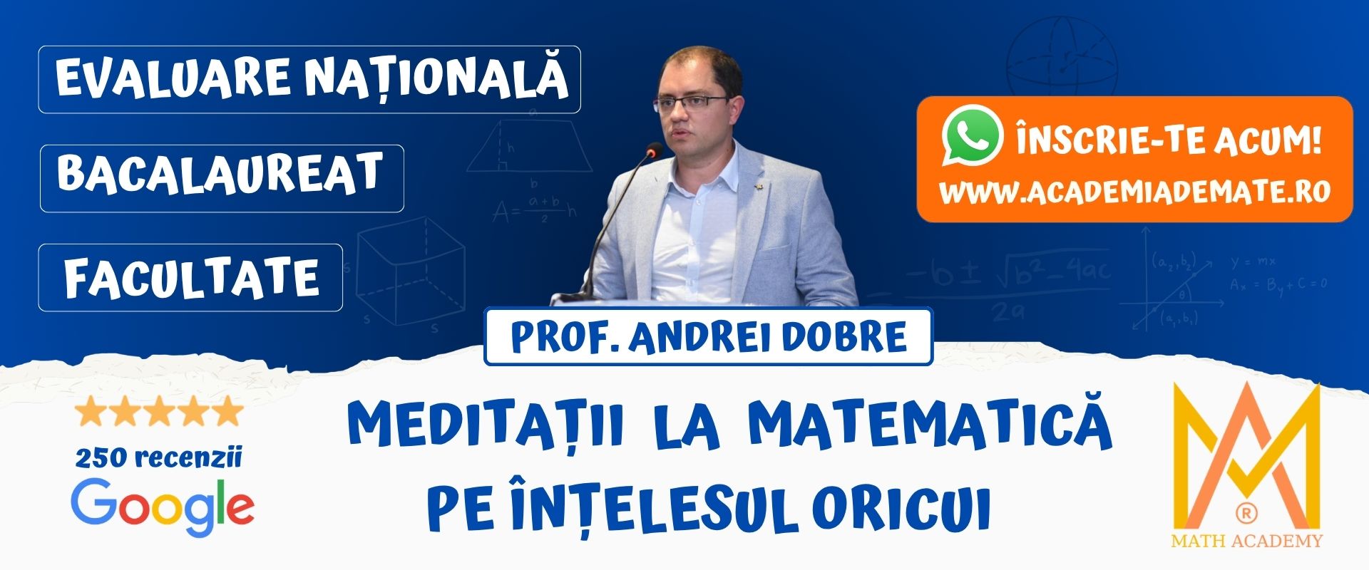 meditatii la matematica online evaluare nationala bac facultate dobre andrei 2026
